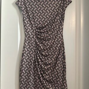 SHEIN Black and tan  Geometric Midi Dress